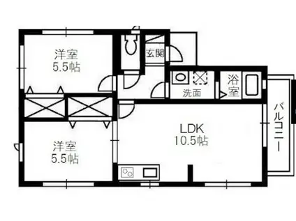 ベルリード連島C(2LDK/2階)の間取り写真
