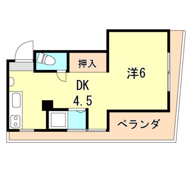 東須磨八木マンション(1DK/4階)の間取り写真