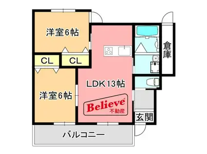 モンシャトレII(2LDK/1階)の間取り写真