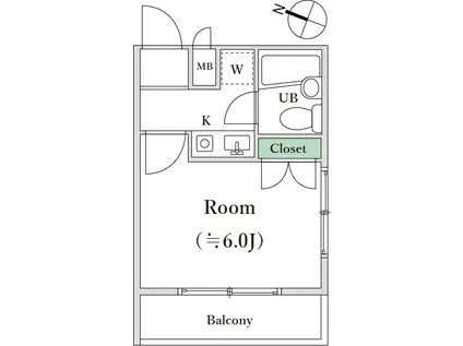 ルーブル南馬込(1K/5階)の間取り写真