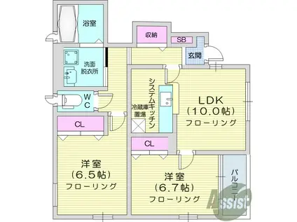 サニ-ブライト Y・S(2LDK/1階)の間取り写真