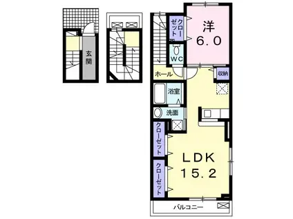 ソレイユ妙峠(1LDK/3階)の間取り写真