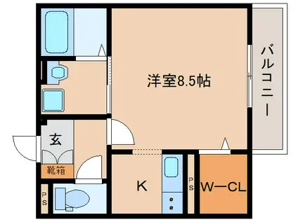 クレールフォンテーヌならまち(1K/3階)の間取り写真