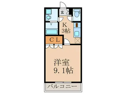 アメニティプレイス・E(1K/2階)の間取り写真