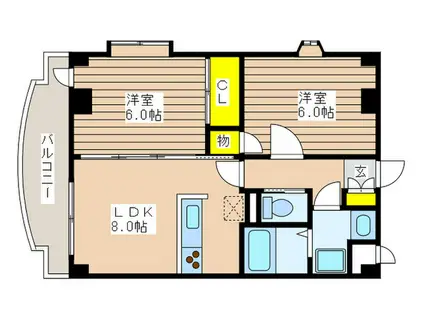 グランドソレーユII(2LDK/2階)の間取り写真