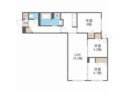 COMFY栄通(3LDK/1階)の間取り写真