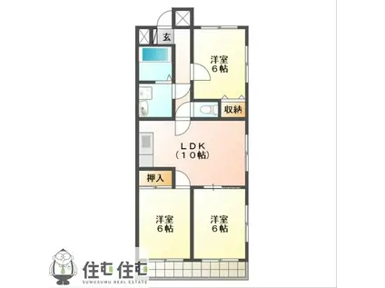 エスポワール美里(3LDK/1階)の間取り写真