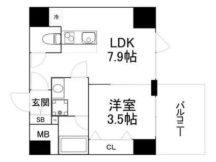 ブエナビスタ難波サウスタワー(1LDK/6階)の間取り写真