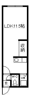 クリーンハイツカイホークA(ワンルーム/2階)の間取り写真