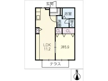 メゾンエスプリ(1LDK/1階)の間取り写真