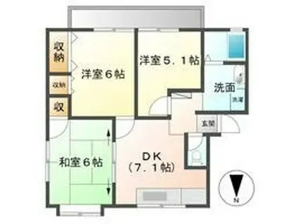 パールハイツ(3DK/2階)の間取り写真