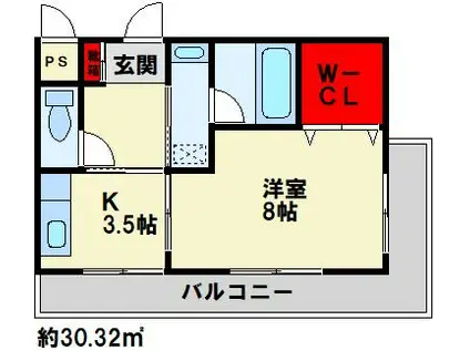 グレイシス浅川I(1K/2階)の間取り写真