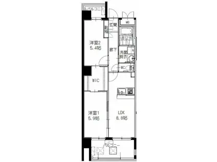 ヒルクレスト大濠公園駅Ⅱ(2DK/3階)の間取り写真