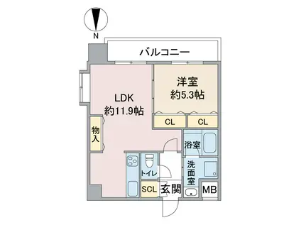 ブルーガーデン紫苑(1LDK/6階)の間取り写真