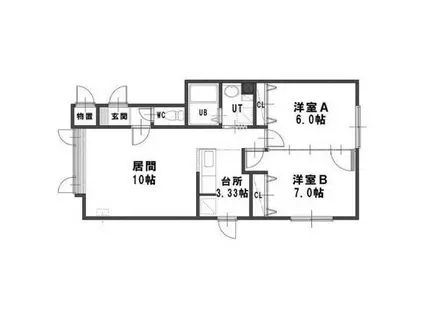 ルミエールすずらん(2LDK/2階)の間取り写真