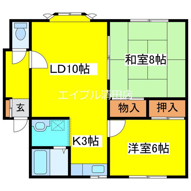 フィールドコートB(2LDK/2階)の間取り写真