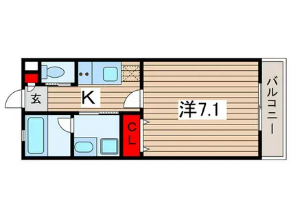 アフェット稲毛V(1K/1階)の間取り写真