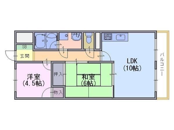 安井マンション(2LDK/1階)の間取り写真