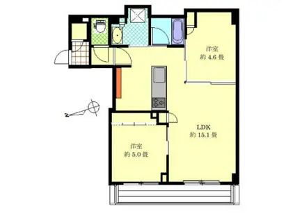 アトラスタワー五反田(2LDK/25階)の間取り写真