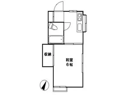 ティース国立(1K/2階)の間取り写真