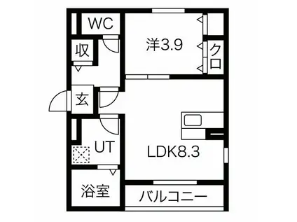 ANECIS栄生町(1LDK/2階)の間取り写真