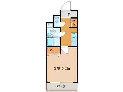 パークサイドノガミII(1K/2階)の間取り写真