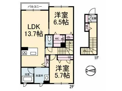 ルミエール(2LDK/2階)の間取り写真