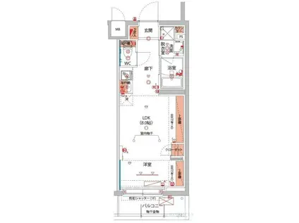 ベルグレードSI(1DK/1階)の間取り写真