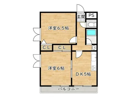 S.FIELD清水町(2DK/4階)の間取り写真