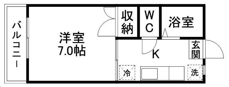 オリーブ荘(1K/2階)の間取り写真