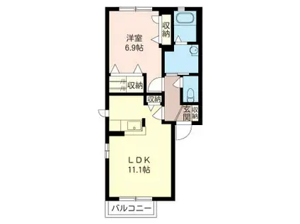 プレジオB(1LDK/2階)の間取り写真