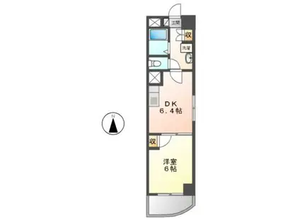 ヒルズ辨天(1DK/3階)の間取り写真