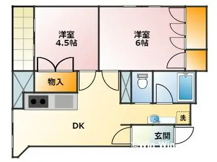 ユトリロ新川(2DK/3階)の間取り写真