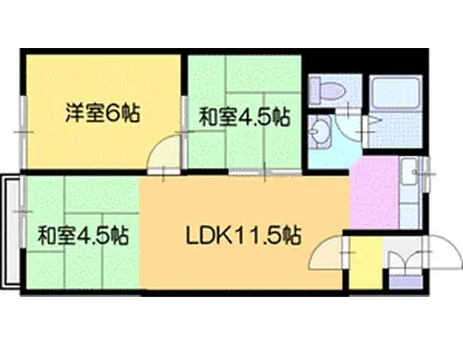 白蘭マンション(3LDK/2階)の間取り写真