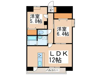 サムティ呉服レジデンス(2LDK/12階)の間取り写真