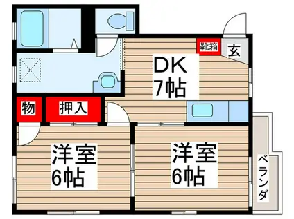 アピアパレス(2DK/2階)の間取り写真