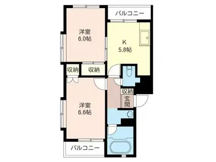 ジョイフル横山(2K/1階)の間取り写真