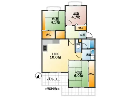 シティハイツ竹の台(3LDK/4階)の間取り写真