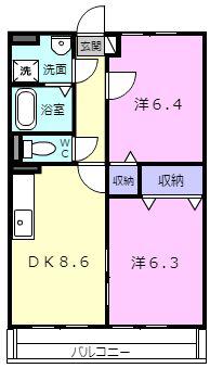 フラット立石E(2LDK/2階)の間取り写真