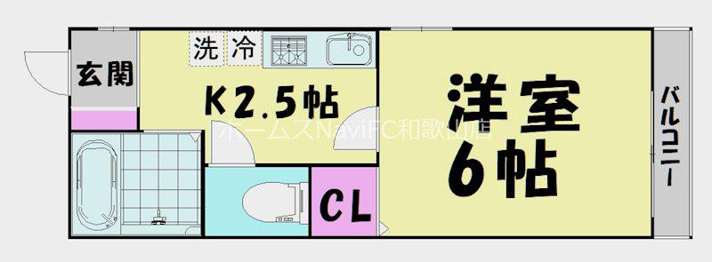TJ船尾(1K/1階)の間取り写真