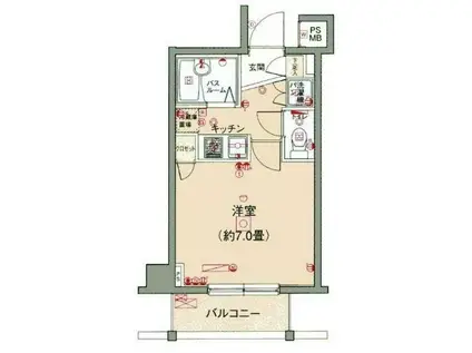 パレ・ホームズ都立大学(1K/4階)の間取り写真
