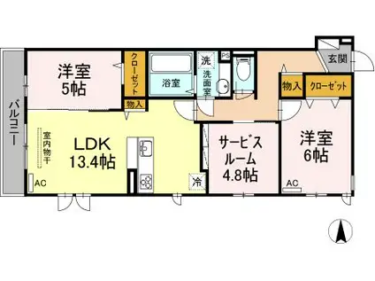 LE LINE OSEDOルリアンオオセト(2SLDK/2階)の間取り写真