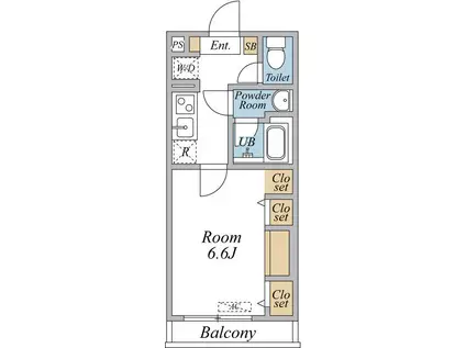 ウインドヒル川口(1K/2階)の間取り写真