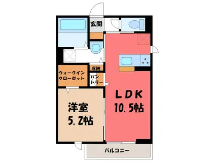 サクラソラ B(1LDK/2階)の間取り写真