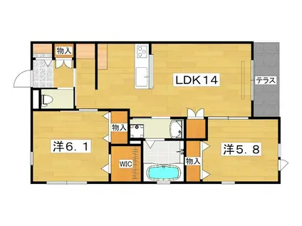 ヘーベルメゾンかわらやじ(2LDK/1階)の間取り写真
