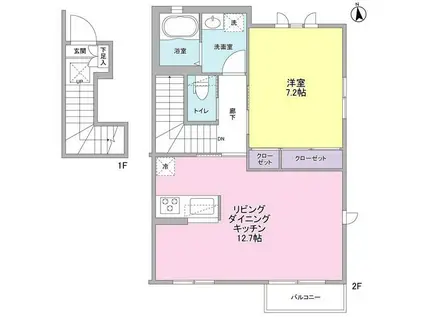 ブルーム桜丘(1LDK/2階)の間取り写真