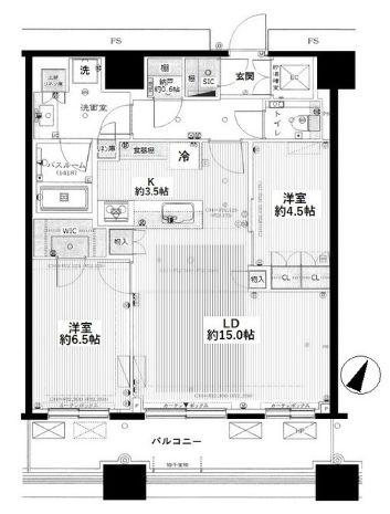 勝どき ザ・タワー(2SLDK/42階)の間取り写真