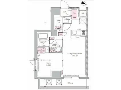 SYFORME NEXT MUKOJIMA(1LDK/5階)の間取り写真