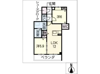 グラン・アーブル(2LDK/2階)の間取り写真