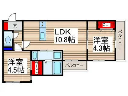 BEST STAGE鶴馬II(2LDK/2階)の間取り写真